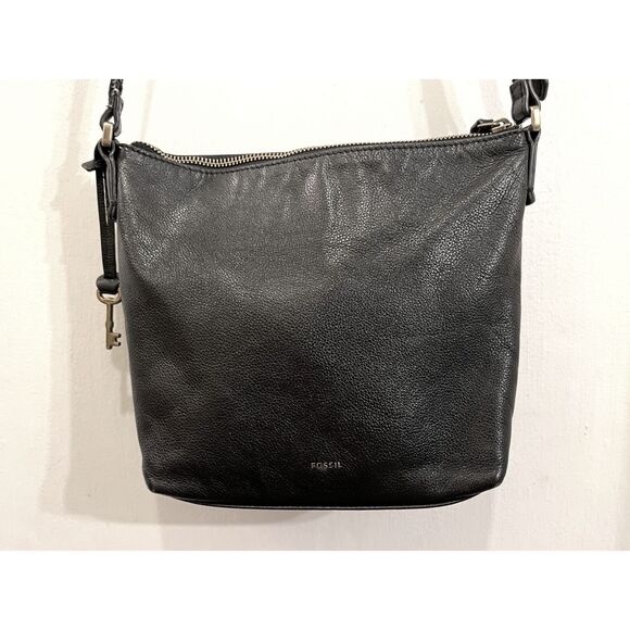 Vintage Fossil Black Leather Crossbody Shoulder Handbag Bag Women's Size Small - Picture 3 of 12